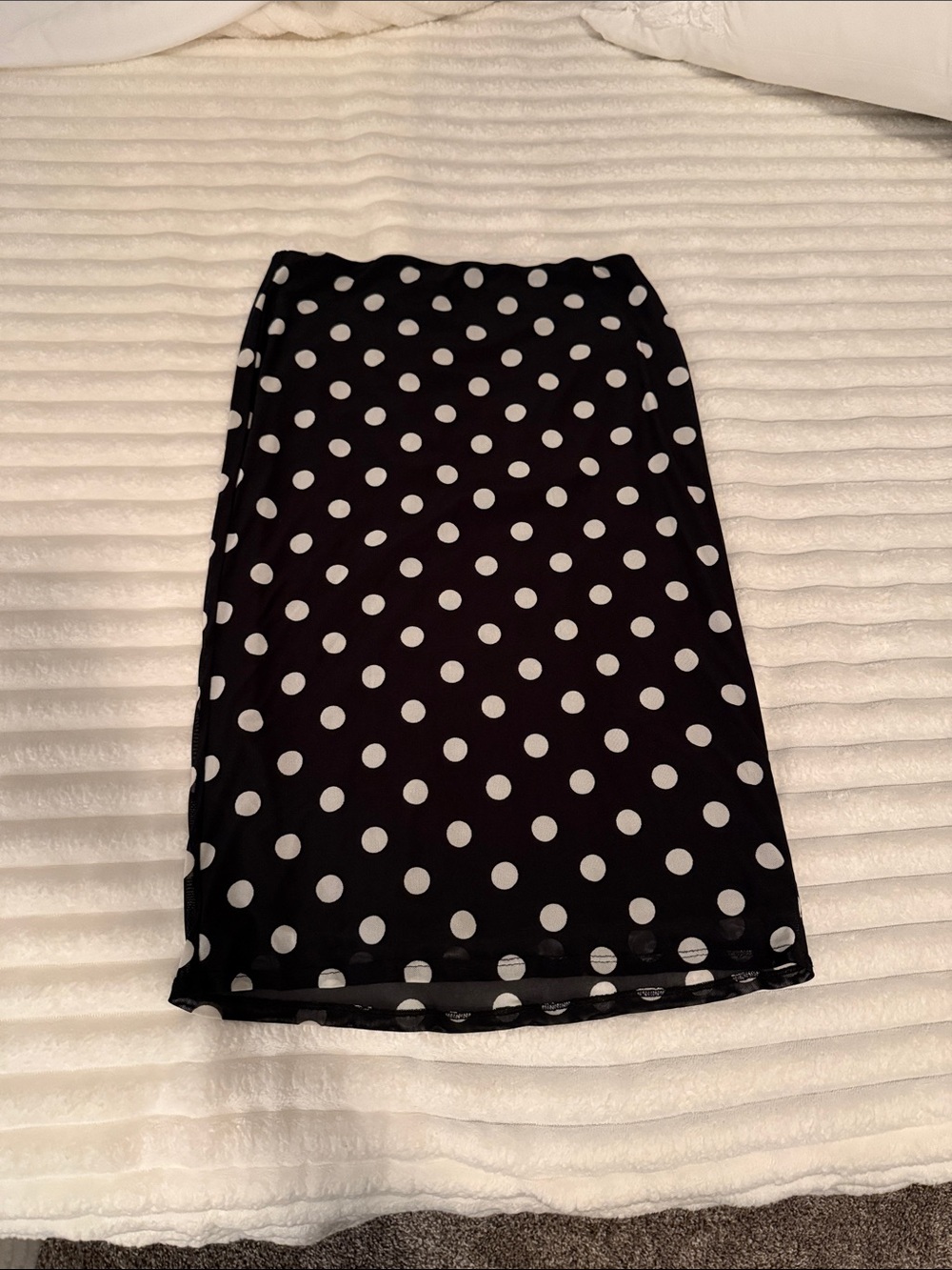 Wayf Y2K inspired midi Black Skirt with White Polka Dots